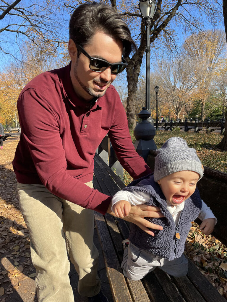 Jeff Poirier with his son Julien in Central Park.